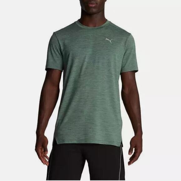 Puma T-Shirt Mens M Heather Green Lightweight Athleisure Minimalist Casual - Picture 1 of 7